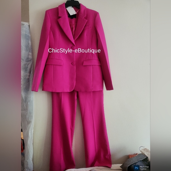 ZARA Coord Set Tailored Blazer + Flared Pants ZW Collection Fuschia BNWT - Picture 3 of 17
